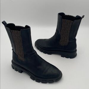 Michael Kors Black Leather biker Boots Brown women 6.5M casual retro Y2K retro